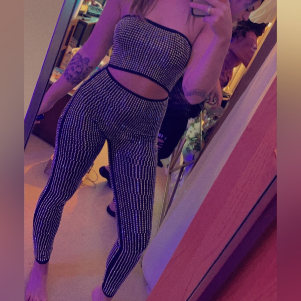 Fashion nova strapless studded jumpsuit